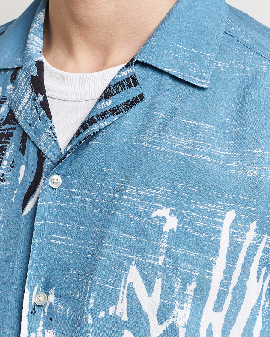 Homme | Chemises | BOSS ORANGE | Rayer Short Sleeve Printed Shirt Open Blue