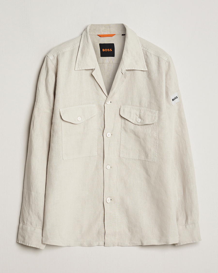 Homme | Chemises | BOSS ORANGE | Lovel Linen Overshirt Light Beige
