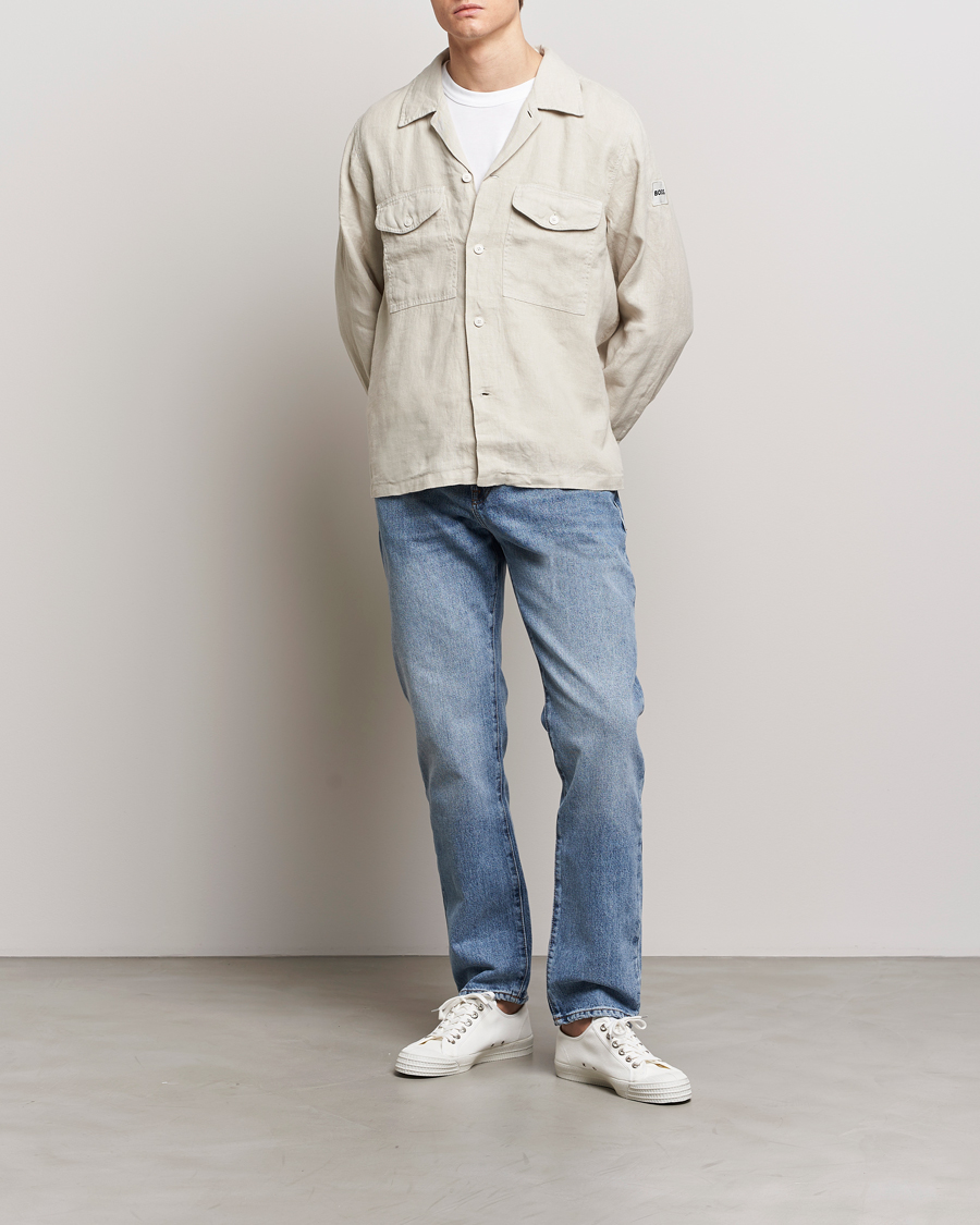 Homme | Chemises | BOSS ORANGE | Lovel Linen Overshirt Light Beige