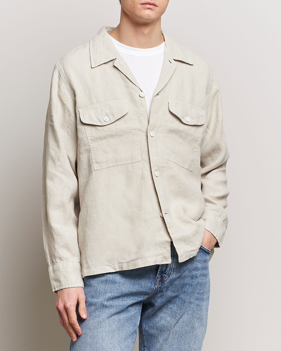 Homme | Chemises | BOSS ORANGE | Lovel Linen Overshirt Light Beige