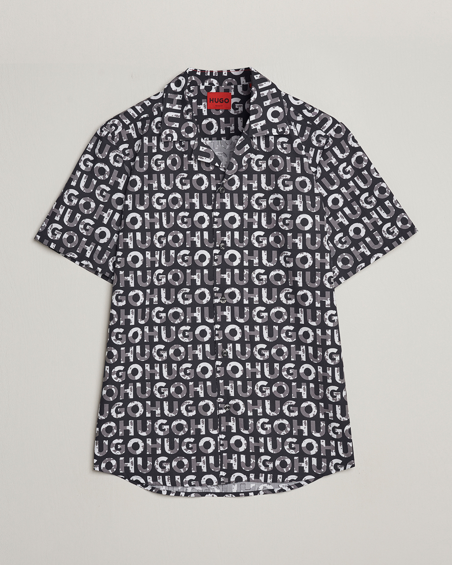 Homme | Chemises | HUGO | Ellino Short Sleeve Cotton Shirt Black/White