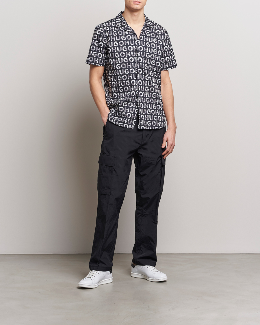 Homme | Chemises | HUGO | Ellino Short Sleeve Cotton Shirt Black/White