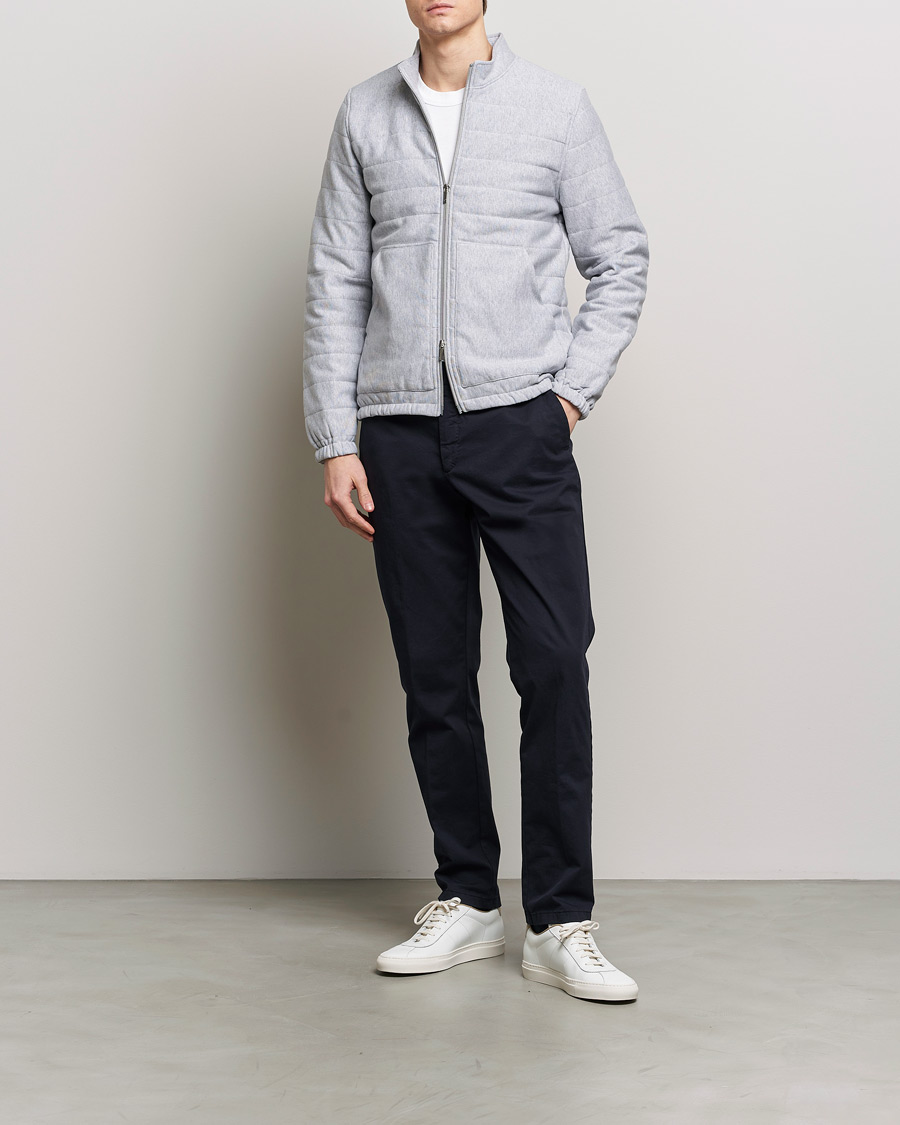 Homme | Pulls Et Tricots | Stenströms | Cotton Collage Zip Jacket Grey