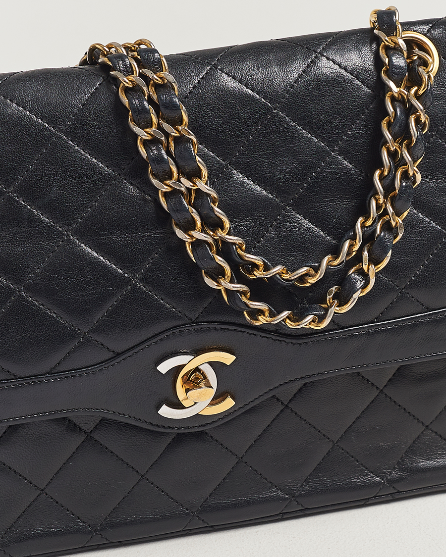 Homme | Chanel Pre-Owned Matelasse Double Flap Bag Black | Chanel Pre-Owned | Matelasse Double Flap Bag Black
