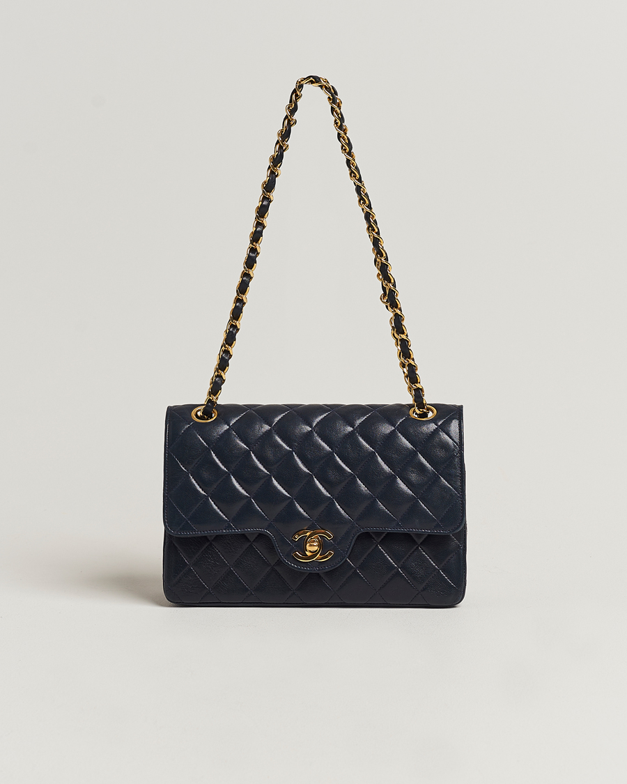 Homme | Chanel Pre-Owned Small Classic Flap Bag Navy | Chanel Pre-Owned | Small Classic Flap Bag Navy