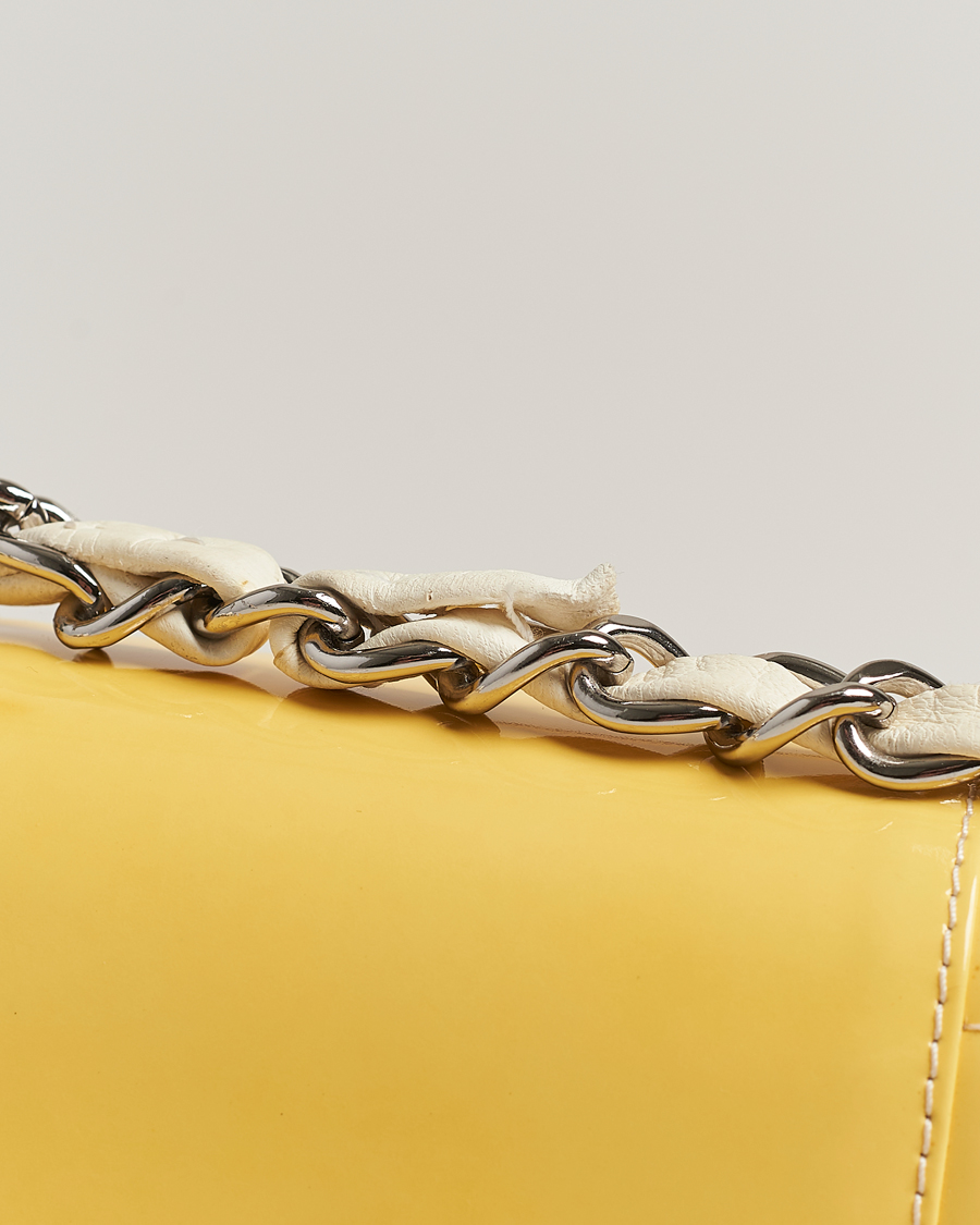 Homme | Chanel Pre-Owned Patent Flap Bag Yellow | Chanel Pre-Owned | Patent Flap Bag Yellow