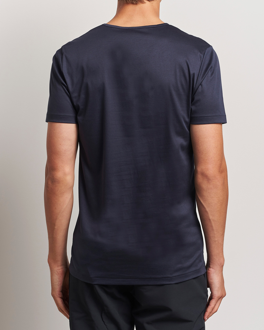 Heren | T-shirts | Zimmerli of Switzerland | Sea Island Cotton Crew Neck T-shirt Navy