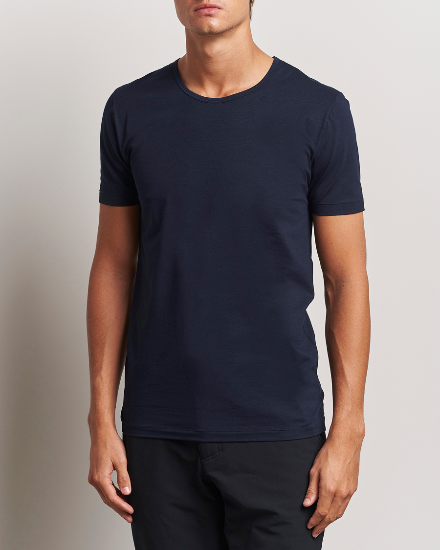 Heren | T-shirts | Zimmerli of Switzerland | Pure Comfort Crew Neck T-shirt Navy