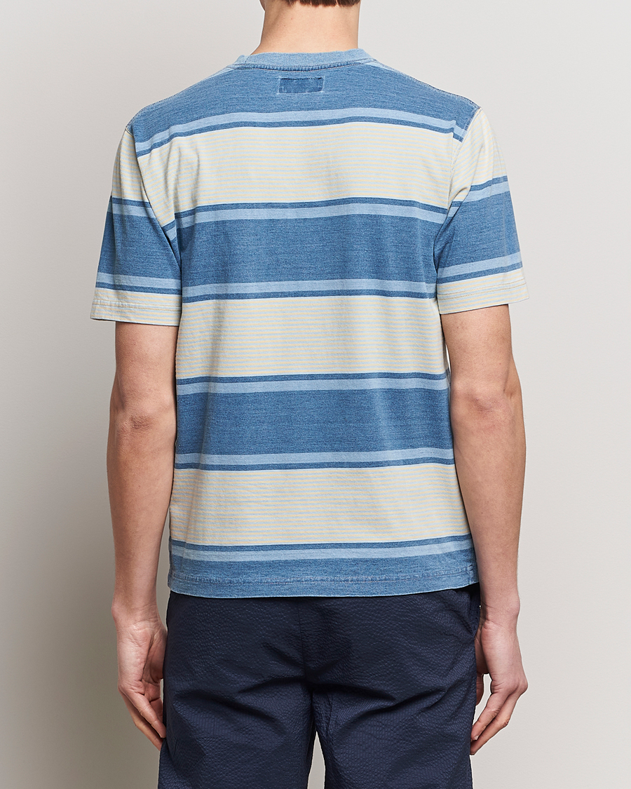 Homme | T-shirts | BEAMS PLUS | Indigo Dyed Striped T-Shirt Sax Blue