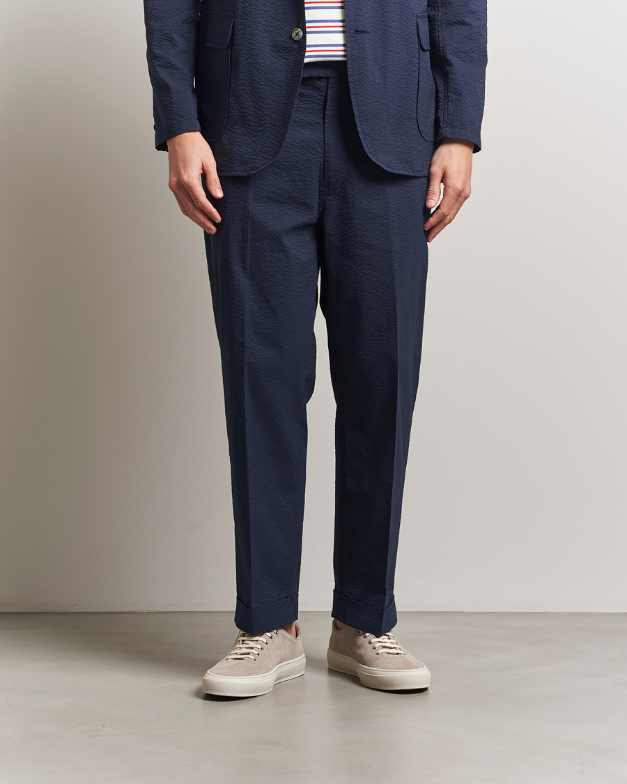 Homme | Pantalons | BEAMS PLUS | Seersucker Ivy Trousers Navy