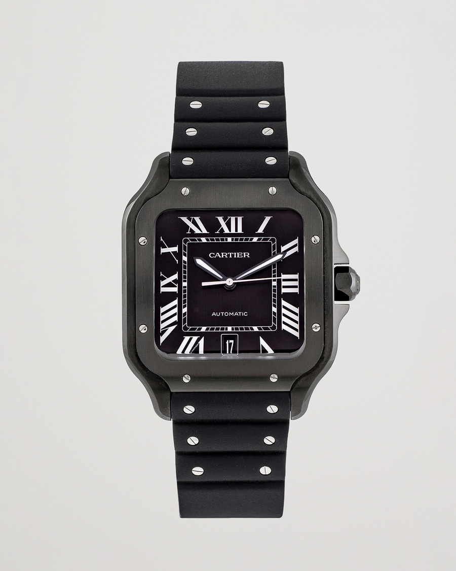 Heren | Cartier Pre-Owned Santos De Cartier Steel WSSA0039 Black | Cartier Pre-Owned | Santos De Cartier Steel WSSA0039 Black
