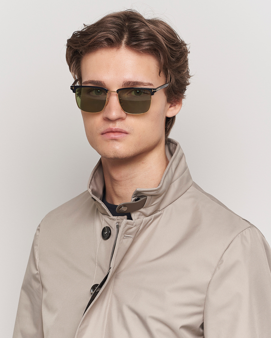 Homme | Lunettes De Soleil | Tom Ford | Hudson FT0997-H Metal Sunglasses Black/Green