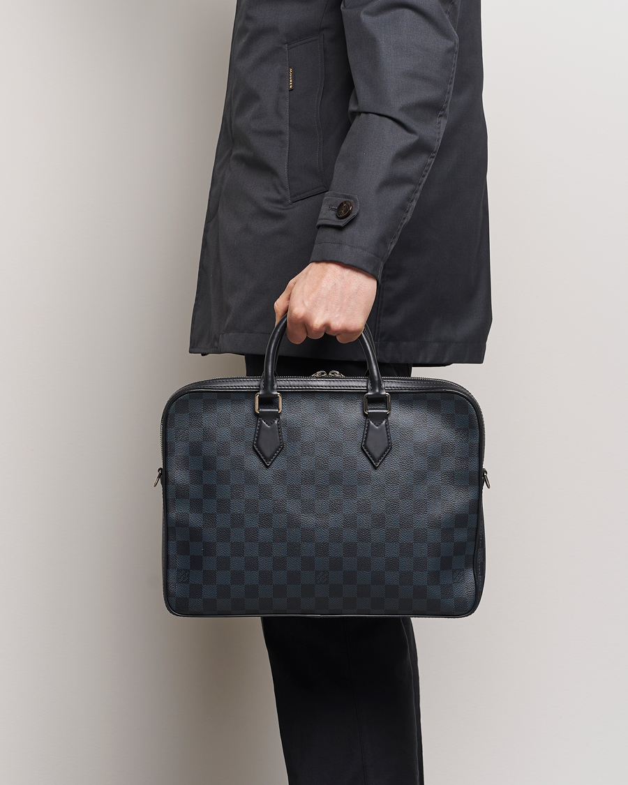 Heren | Louis Vuitton Pre-Owned Dandy Slim Briefcase Damier Navy | Louis Vuitton Pre-Owned | Dandy Slim Briefcase Damier Navy