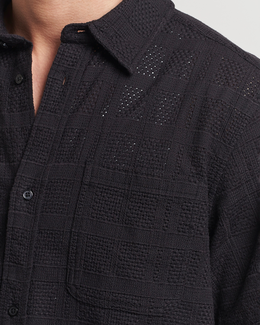 Homme | Chemises | LES DEUX | Charlie Short Sleeve Knitted Shirt Black