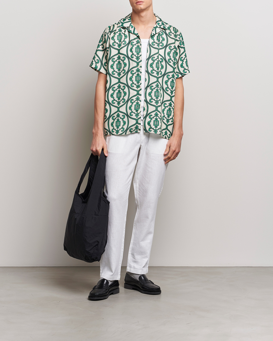 Heren | Overhemden | LES DEUX | Ornament Print Tencel Shirt Ivory/Green