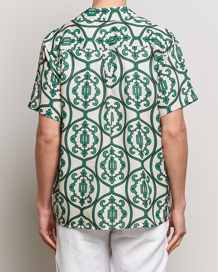 Heren | Overhemden | LES DEUX | Ornament Print Tencel Shirt Ivory/Green