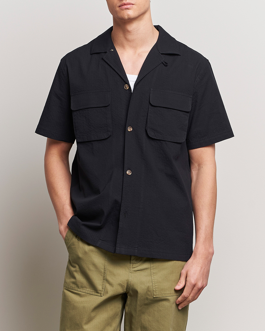 Homme | Chemises | LES DEUX | Osmund Seersucker Shirt Black
