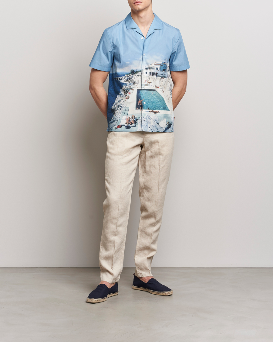 Heren | Overhemden | Orlebar Brown | Hibbert Photographic Roc Pool Shirt Blue