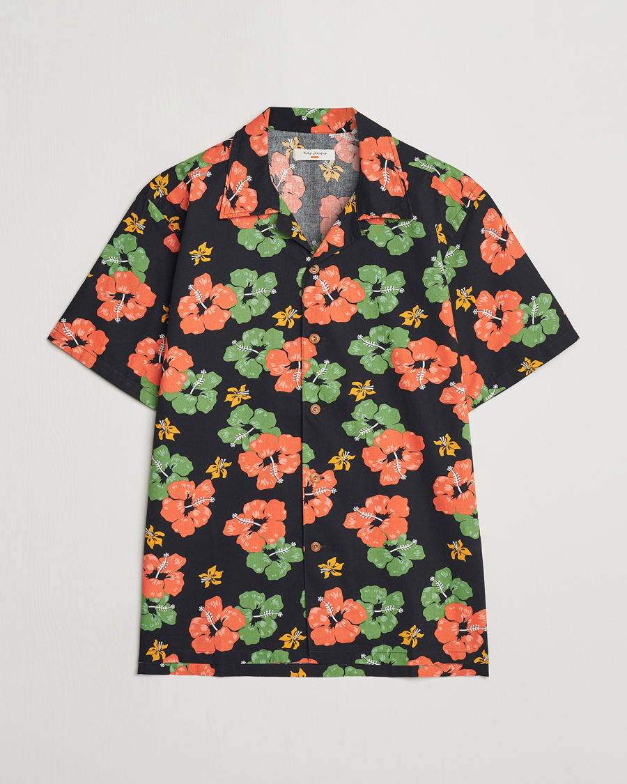 Heren | Overhemden | Nudie Jeans | Arvid Flower Hawaii Shirt Black