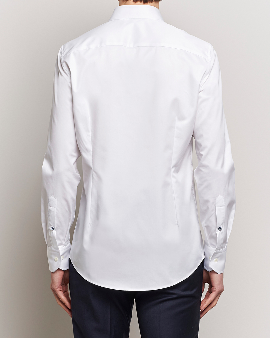 Heren | Overhemden | Stenströms | Slimline Cotton Twill Cut Away Shirt White