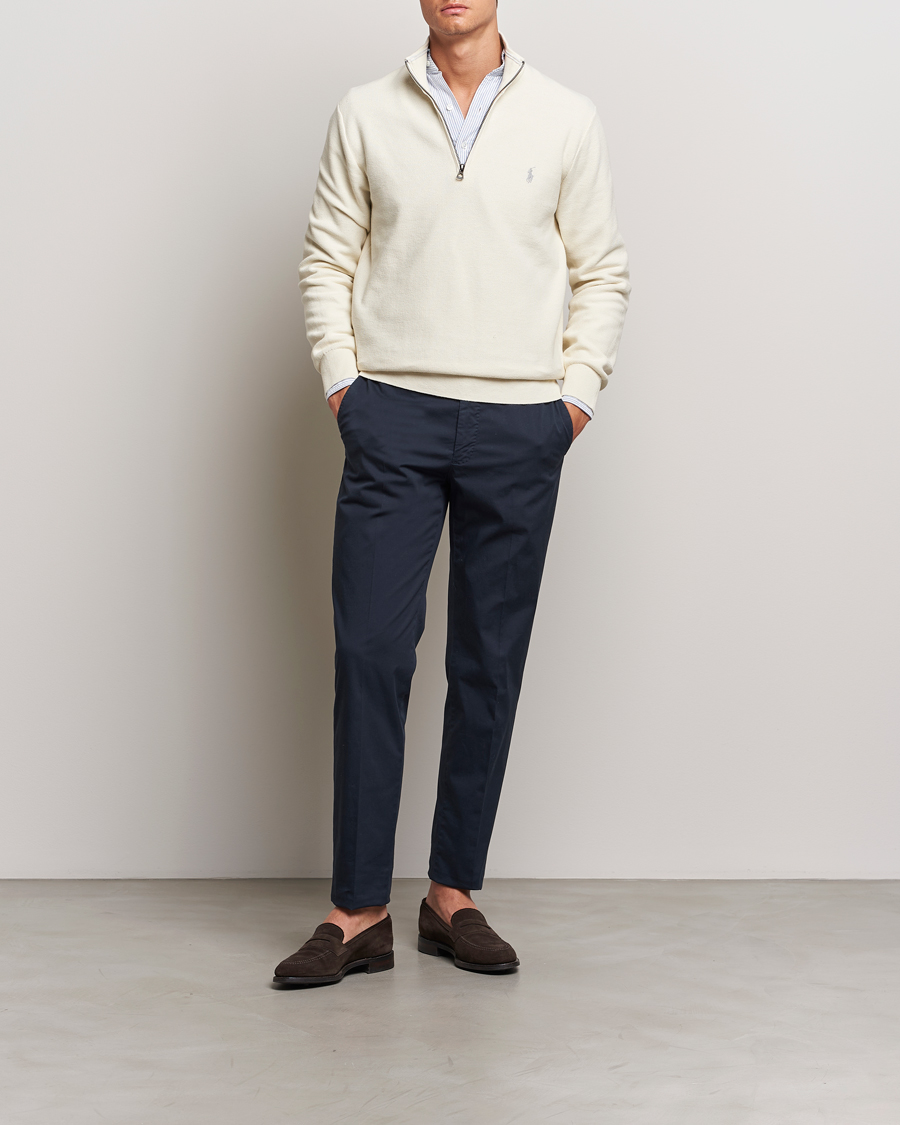 Homme | Pulls Et Tricots | Polo Ralph Lauren | Textured Half Zip Herbal Milk