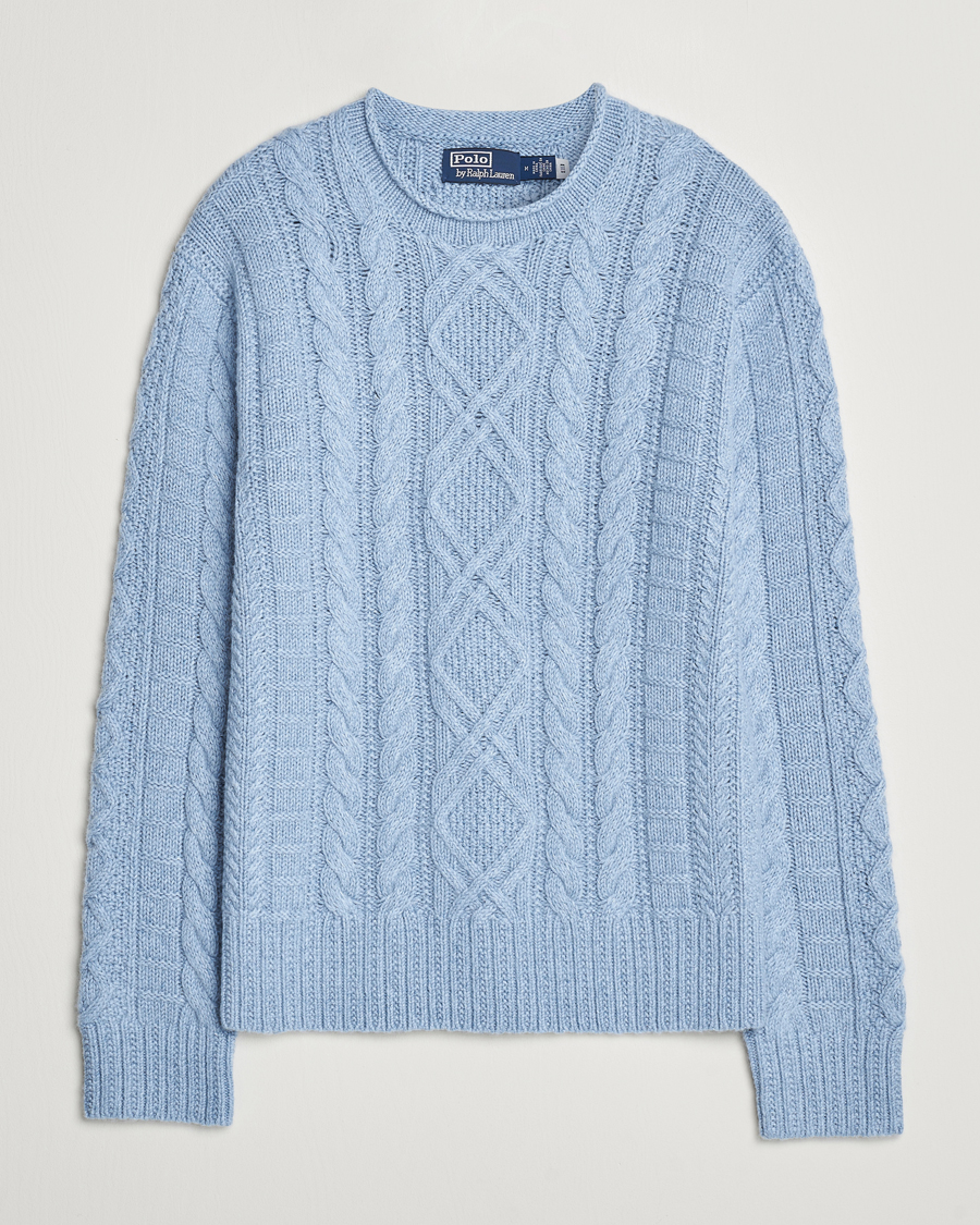 Heren | Truien | Polo Ralph Lauren | Cotton Aran Knitted Sweater Light Chambray Heather