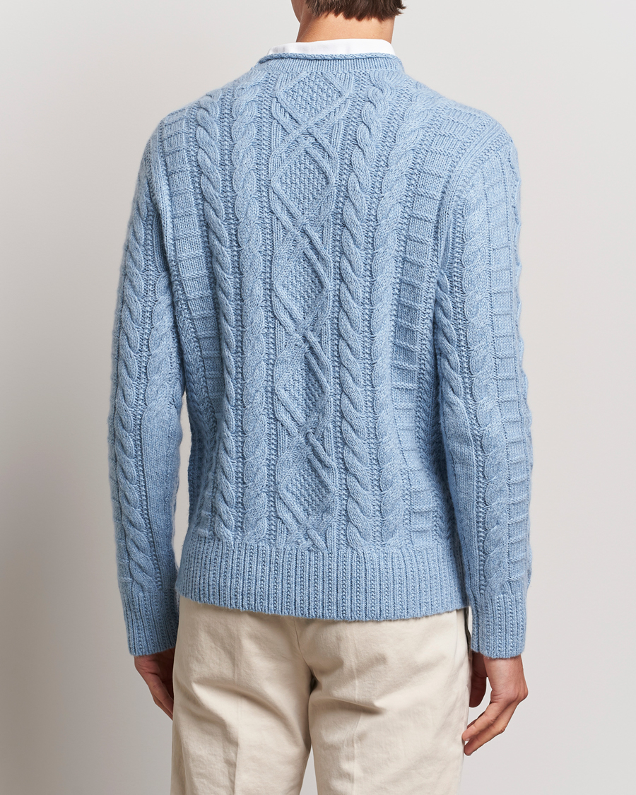Heren | Truien | Polo Ralph Lauren | Cotton Aran Knitted Sweater Light Chambray Heather