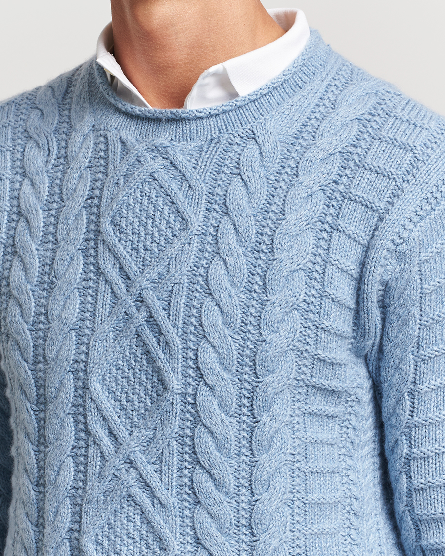 Heren | Truien | Polo Ralph Lauren | Cotton Aran Knitted Sweater Light Chambray Heather