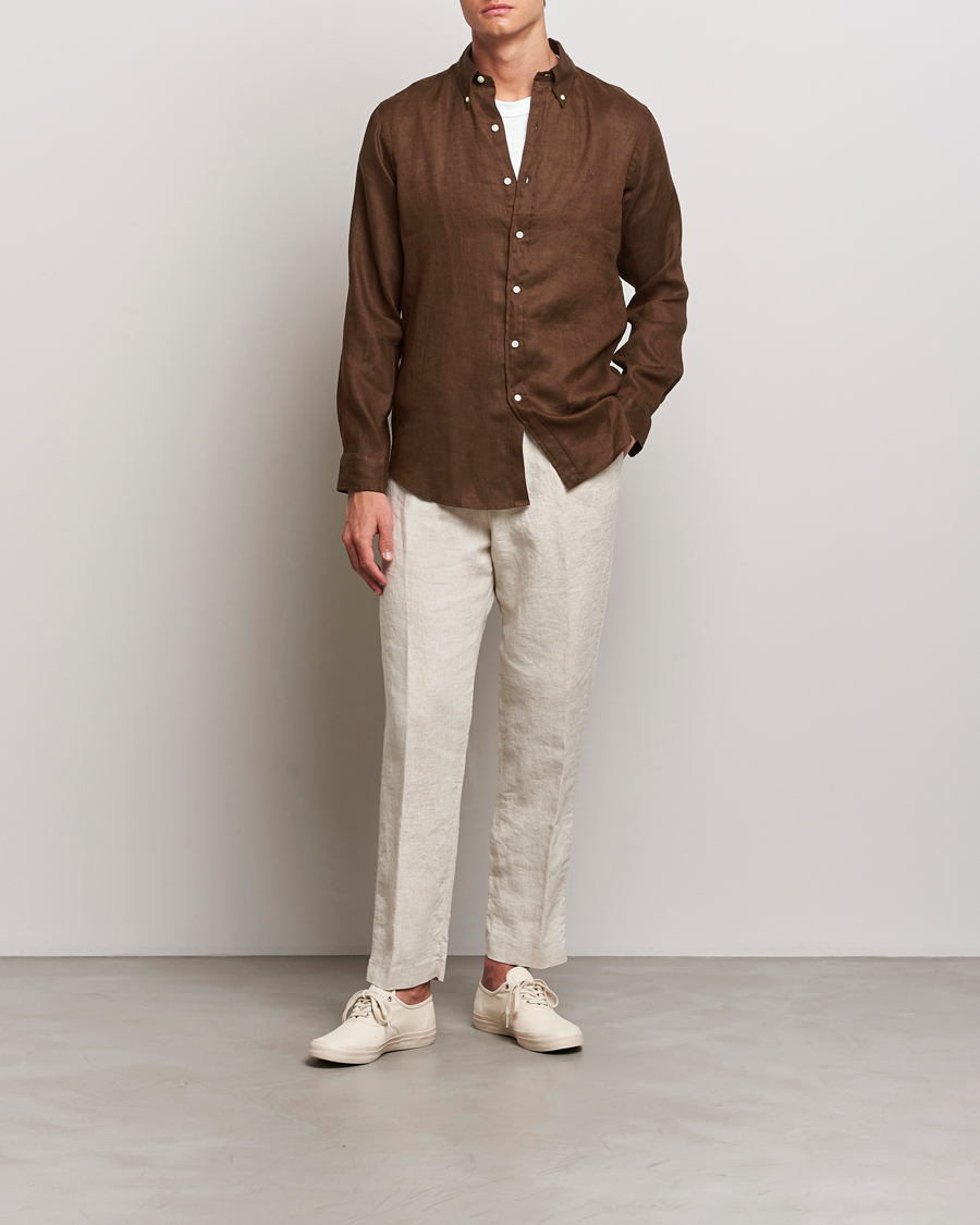 Homme | Chemises | Polo Ralph Lauren | Custom Fit Linen Button Down Chocolate Mousse