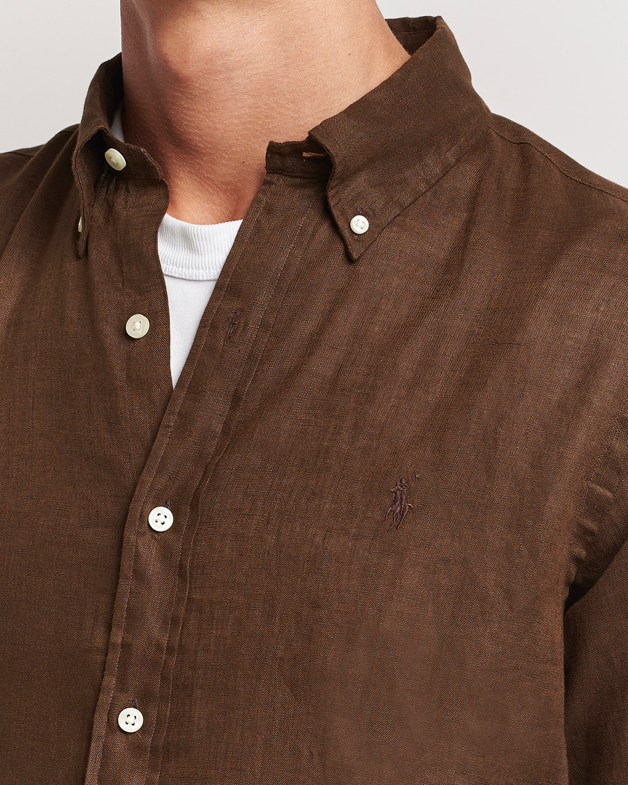 Homme | Chemises | Polo Ralph Lauren | Custom Fit Linen Button Down Chocolate Mousse
