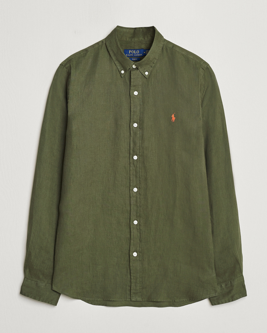 Heren | Overhemden | Polo Ralph Lauren | Slim Fit Linen Button Down Shirt Thermal Green
