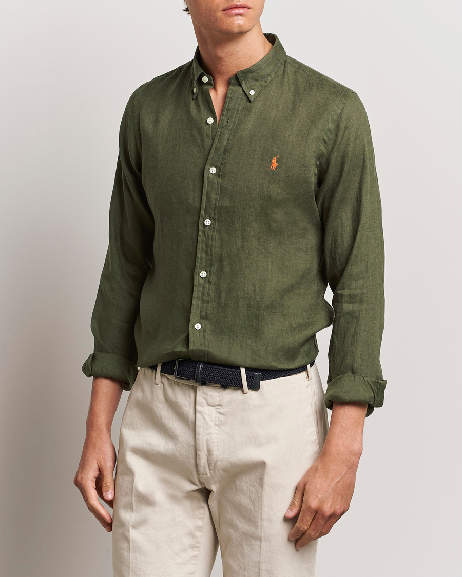 Heren | Overhemden | Polo Ralph Lauren | Slim Fit Linen Button Down Shirt Thermal Green