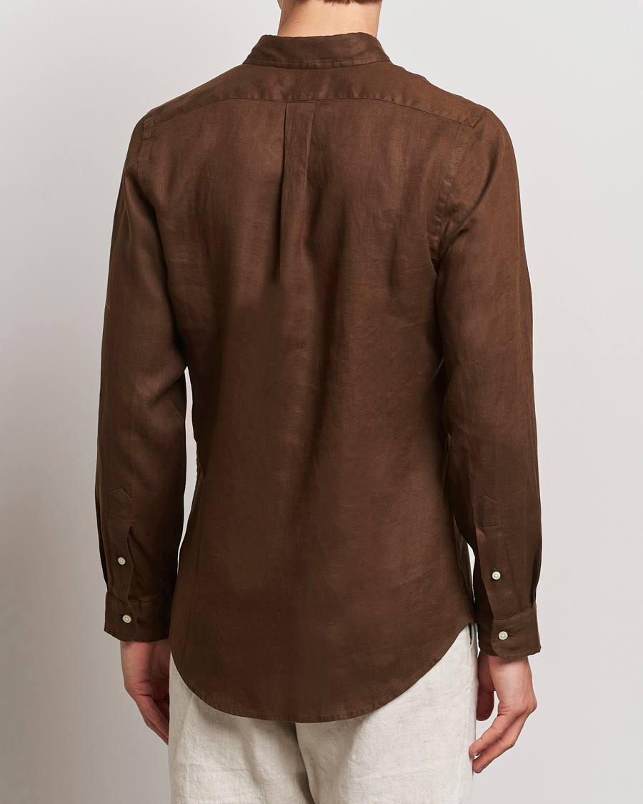 Homme | Chemises | Polo Ralph Lauren | Slim Fit Linen Button Down Shirt Chocolate Mousse