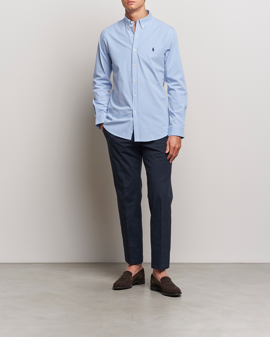Heren | Overhemden | Polo Ralph Lauren | Slim Fit Striped Poplin Shirt Light Blue/White