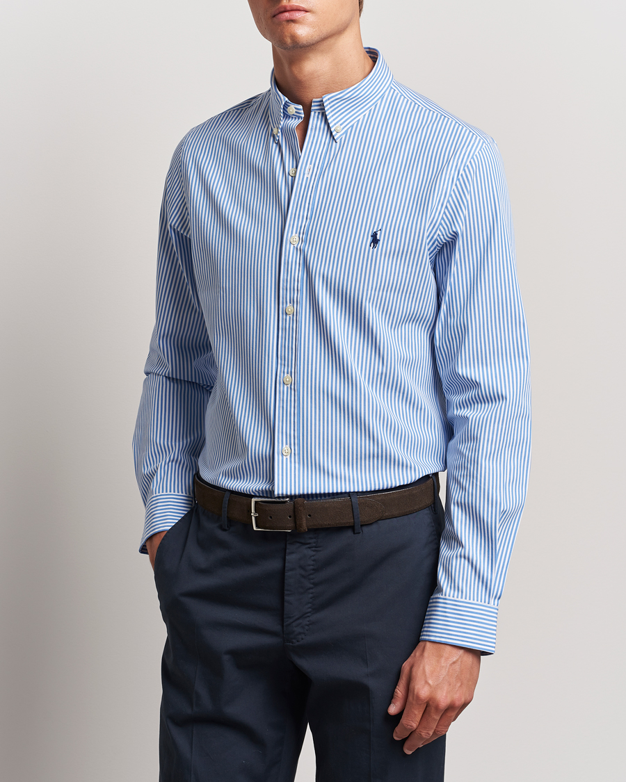 Heren | Overhemden | Polo Ralph Lauren | Slim Fit Striped Poplin Shirt Light Blue/White