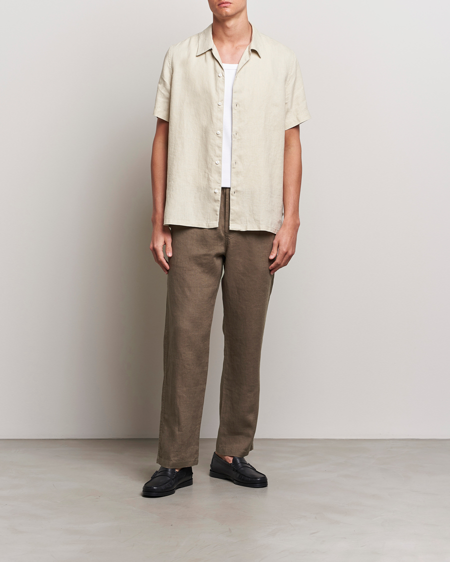 Heren | Overhemden | Samsøe Samsøe | Saavan Linen Short Sleeve Shirt Castle Wall