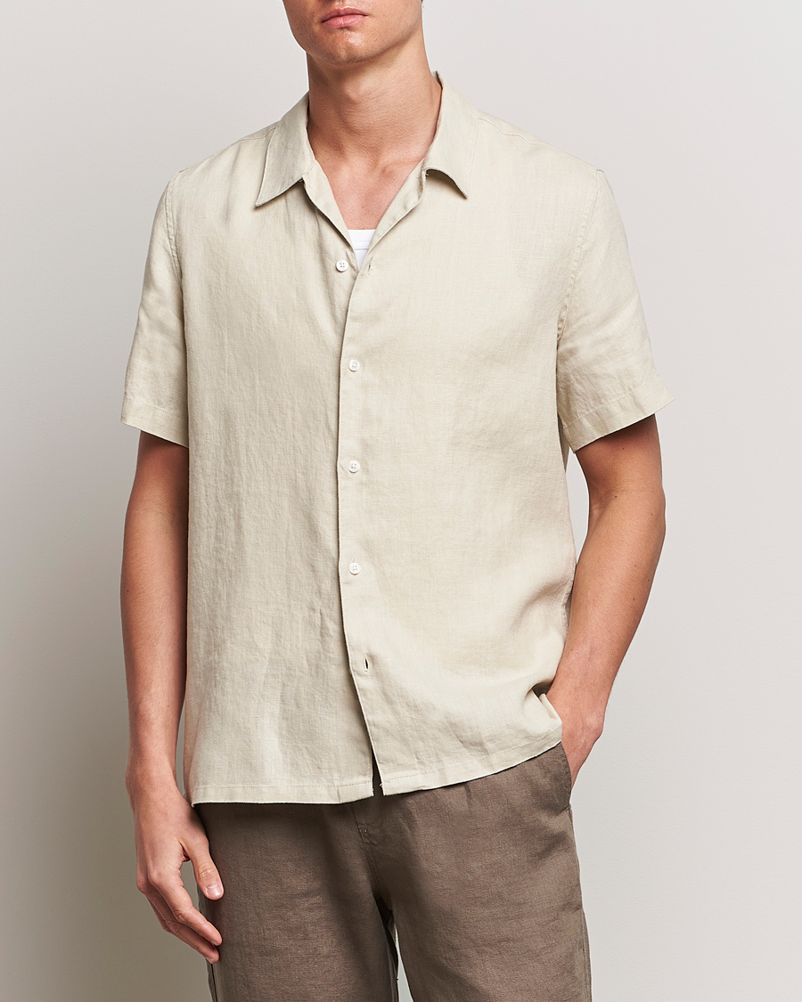 Heren | Overhemden | Samsøe Samsøe | Saavan Linen Short Sleeve Shirt Castle Wall