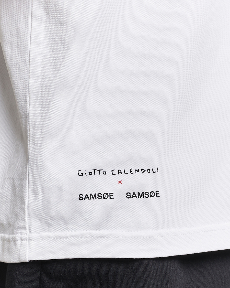 Homme | T-shirts | Samsøe Samsøe | Sagiotto Printed Crew Neck T-Shirt White Estate