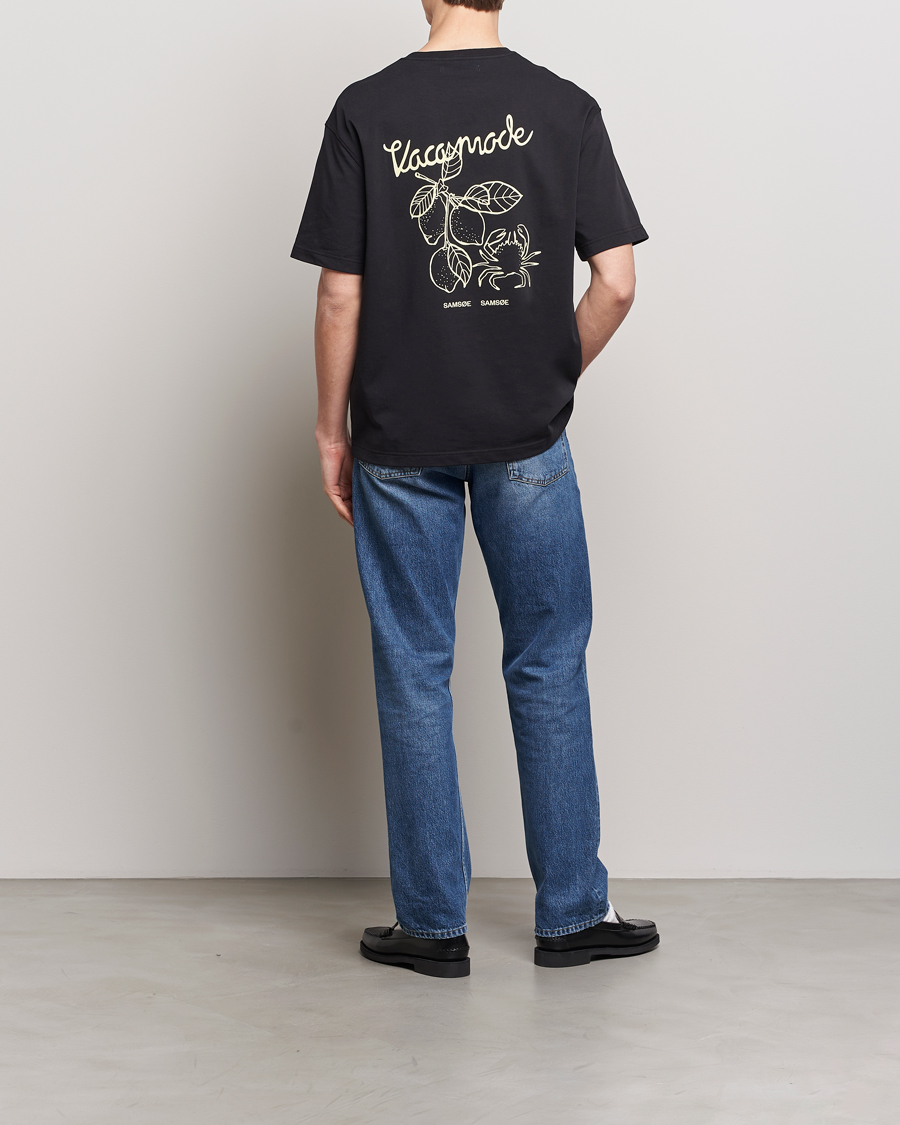 Heren | T-shirts | Samsøe Samsøe | Savaca Printed Crew Neck T-Shirt Black