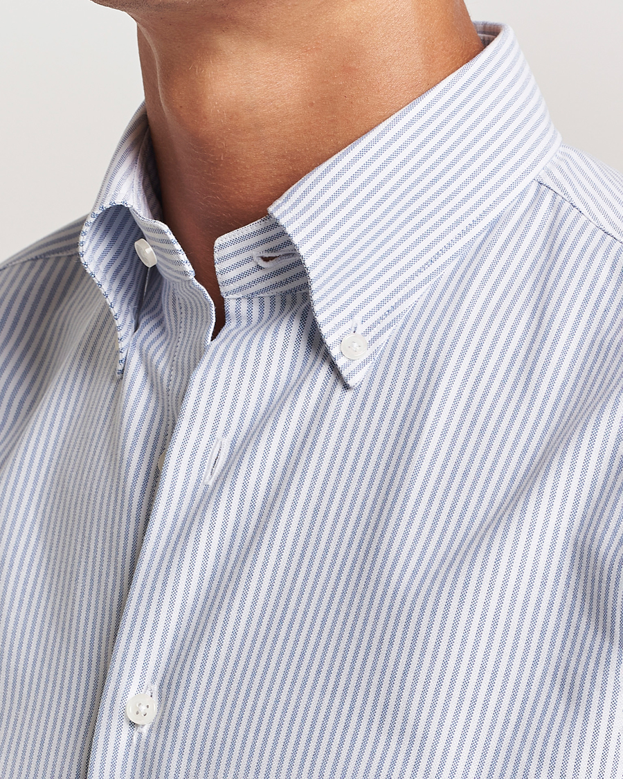 Homme | Chemises | Grigio | Oxford Button Down Shirt Light Blue Stripe