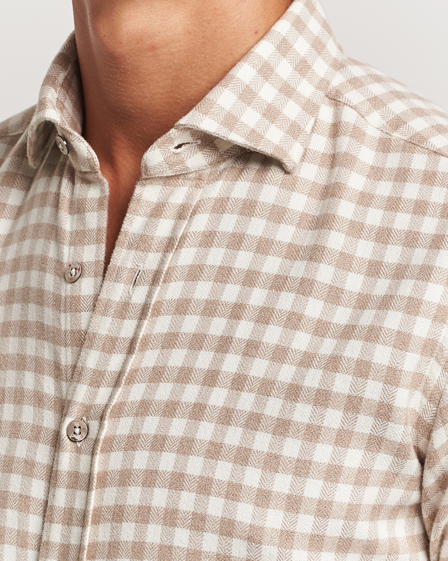 Heren | Overhemden | Grigio | Washed Flannel Shirt Beige Check