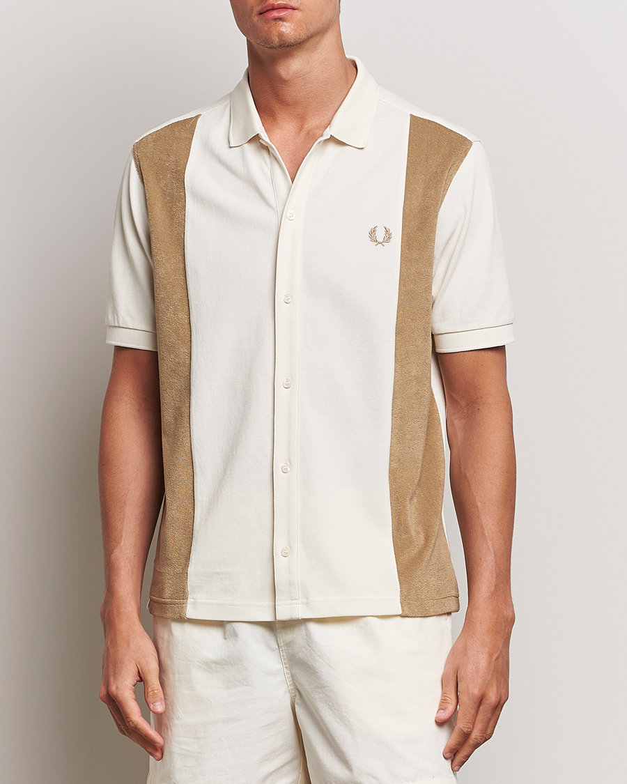 Heren | Overhemden | Fred Perry | Towelling Panel Polo Short Sleeve Shirt Ecru