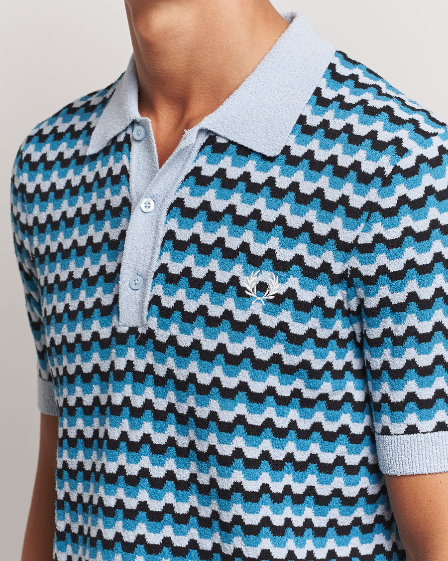 Homme | Polos | Fred Perry | Bouclé Jacquard Knitted Polo Light Smoke