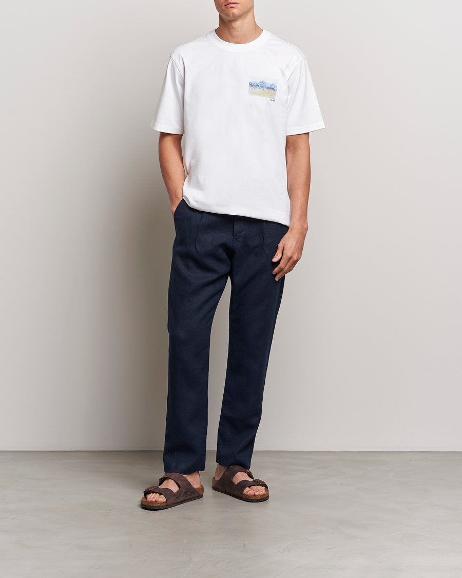 Homme | Pantalons | NN07 | Bill Pleated Linen Trousers Navy Blue