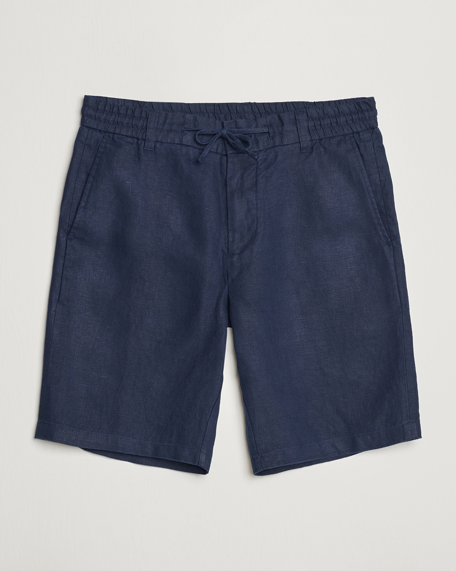 Heren | Korte broek | NN07 | Seb Linen Drawstring Shorts Navy Blue