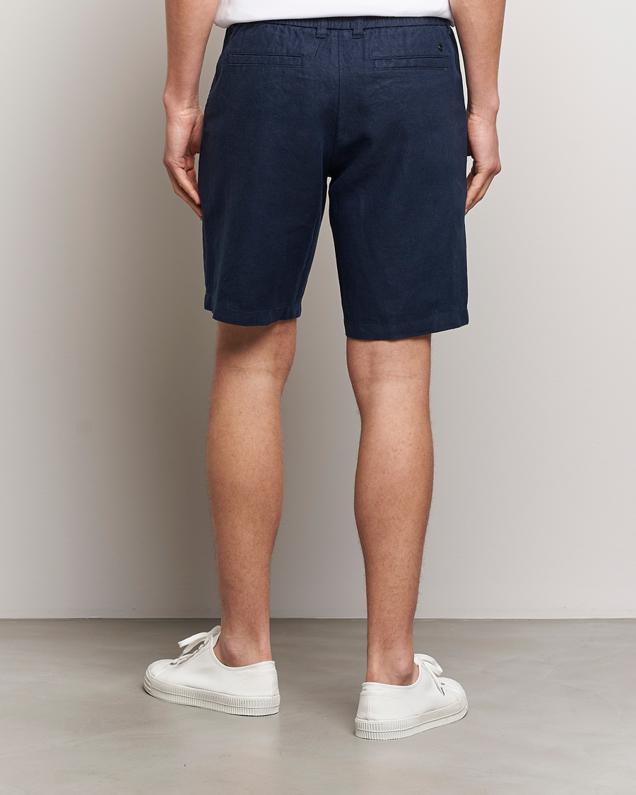 Heren | Korte broek | NN07 | Seb Linen Drawstring Shorts Navy Blue
