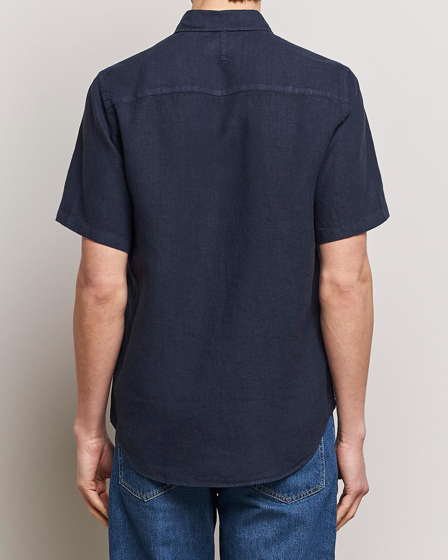 Homme | Chemises | NN07 | Arne Linen Short Sleeve Shirt Navy Blue