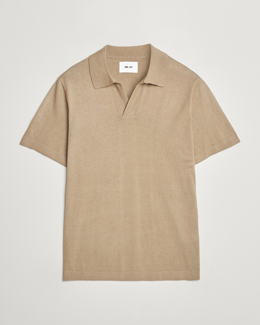 Homme | Polos | NN07 | Ryan Cotton/Linen Polo Greige