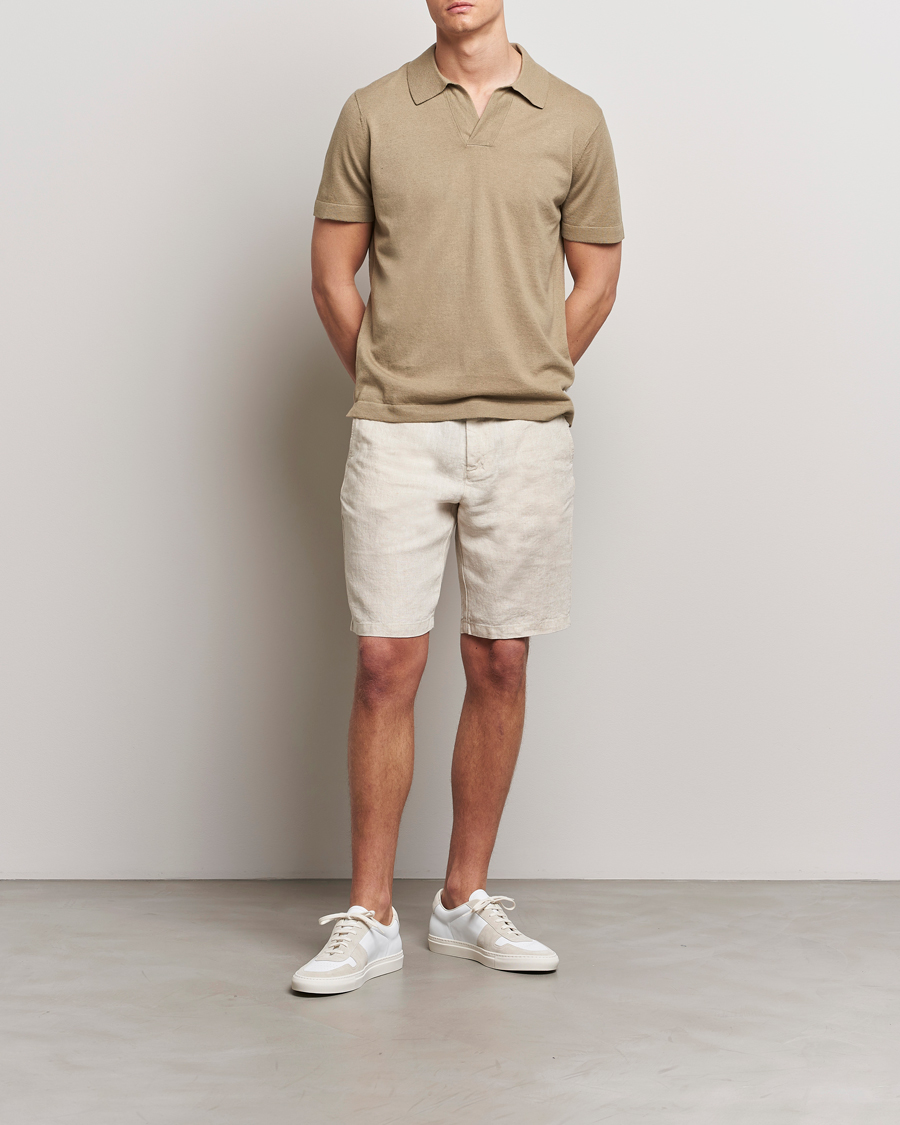 Homme | Polos | NN07 | Ryan Cotton/Linen Polo Greige