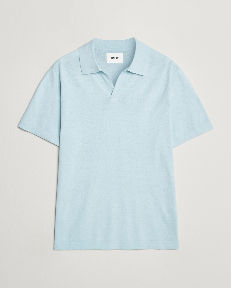 Homme | Polos | NN07 | Ryan Cotton/Linen Polo Winter Sky